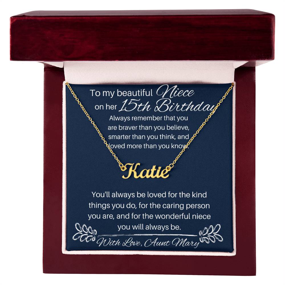 Niece 15th Birthday - Custom Name Necklace