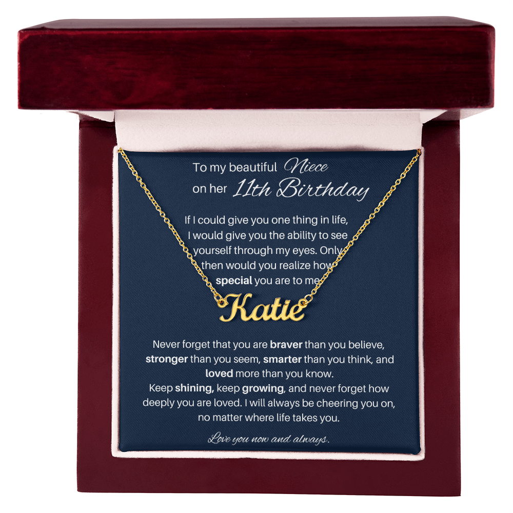 11th Birthday Gift for Niece - Custom Name Necklace