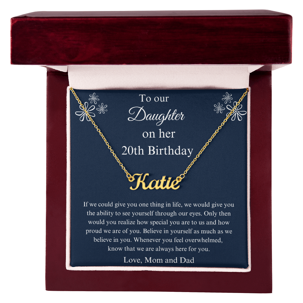 20th Birthday Name Necklace Gift For a Special Daughter