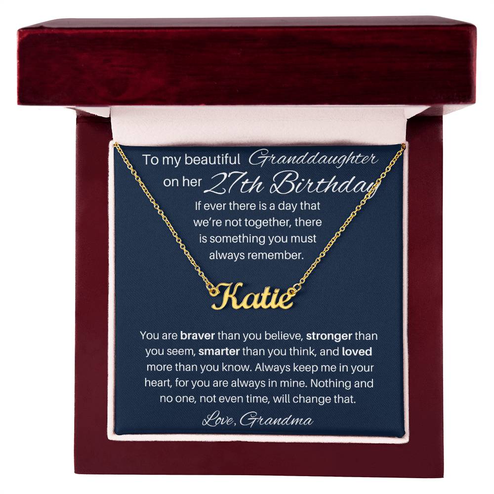 27th Birthday Name Necklace For Granddaughter