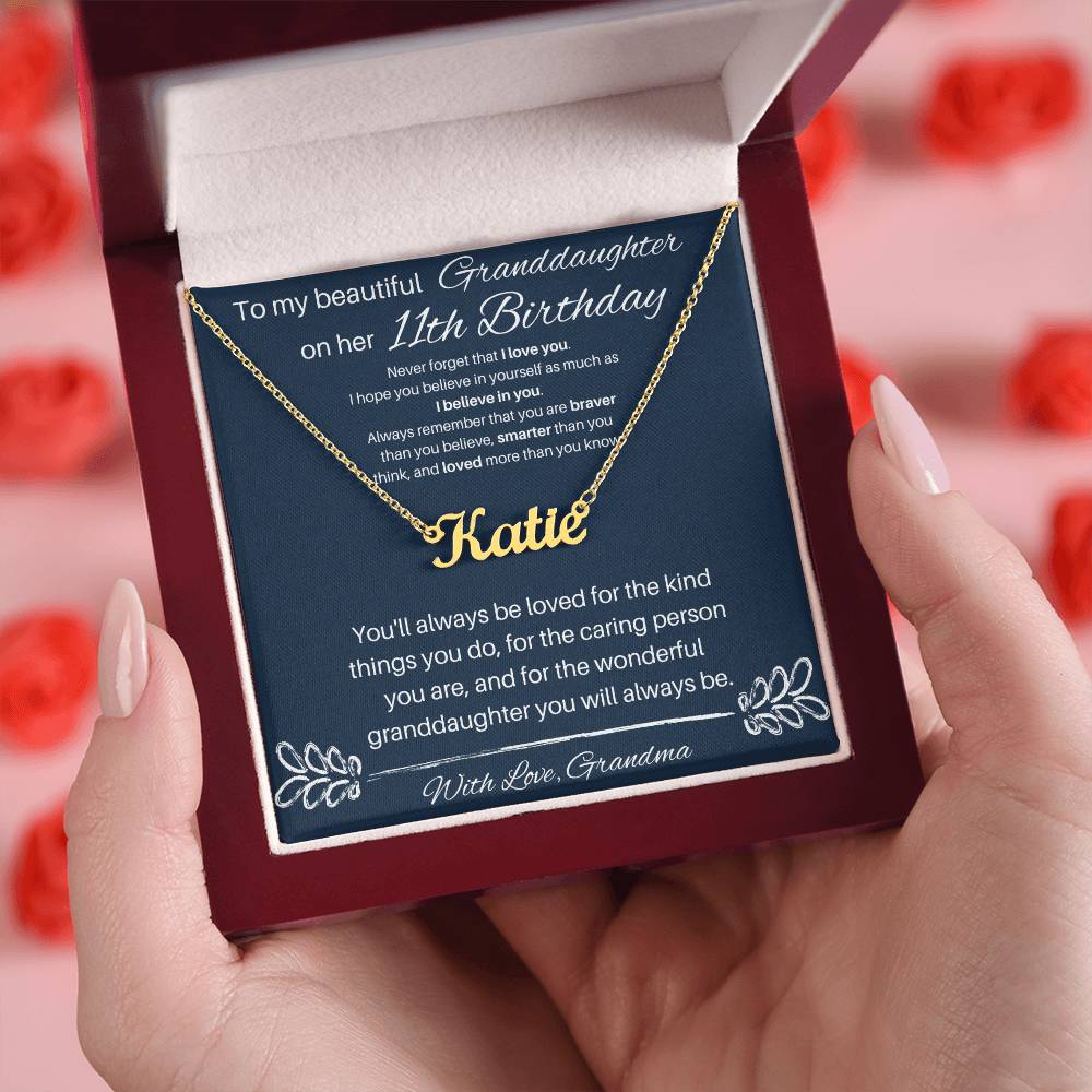 To My Beautiful Granddaughter | Happy 11th Birthday | Custom Name Necklace