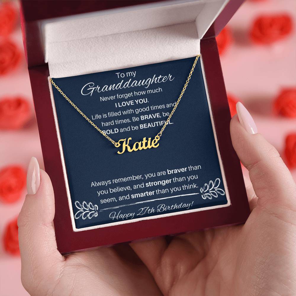 To My Granddaughter On Her 27th Birthday | Custom Name Necklace