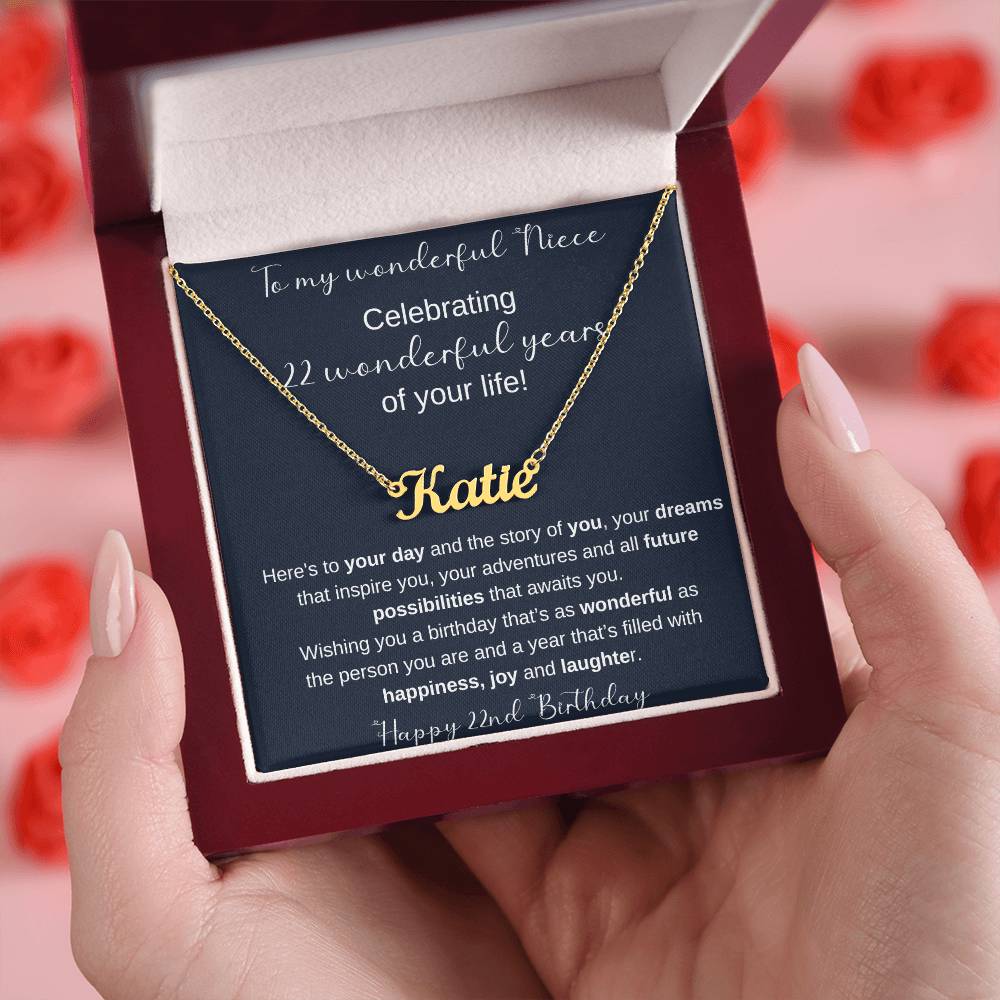 22nd Birthday Gift For Niece - Persobalized Name Necklace