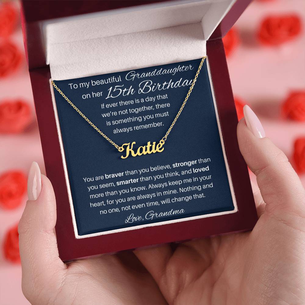 15th Birthday Name Necklace For Granddaughter