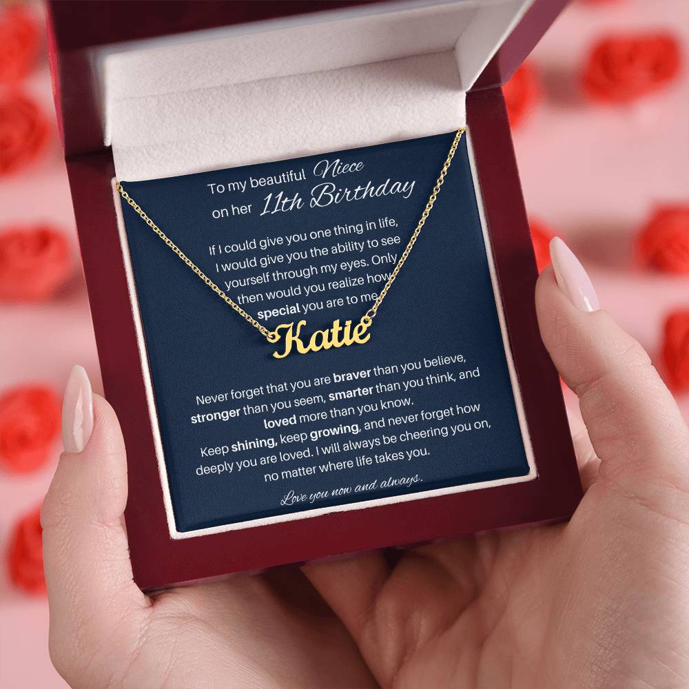 11th Birthday Gift for Niece - Custom Name Necklace