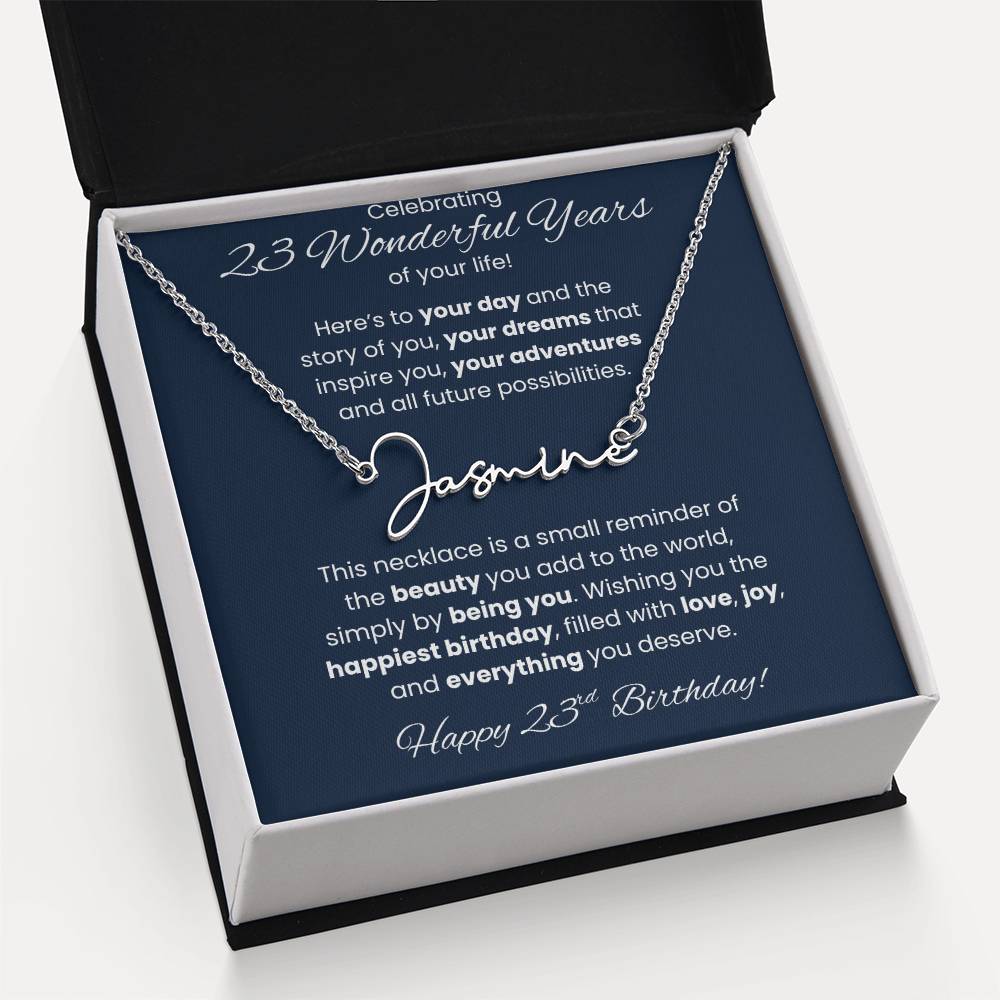 23rd Birthday Custom Signature Name Necklace Jewelry Gift