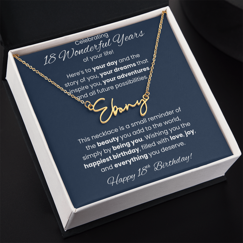 18th Birthday Custom Signature Name Necklace Jewelry Gift