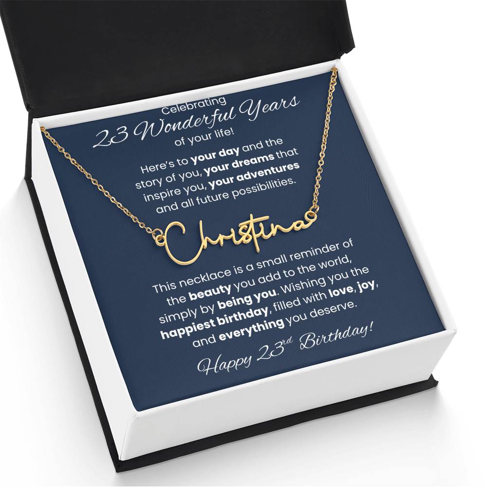 23rd Birthday Custom Signature Name Necklace Jewelry Gift