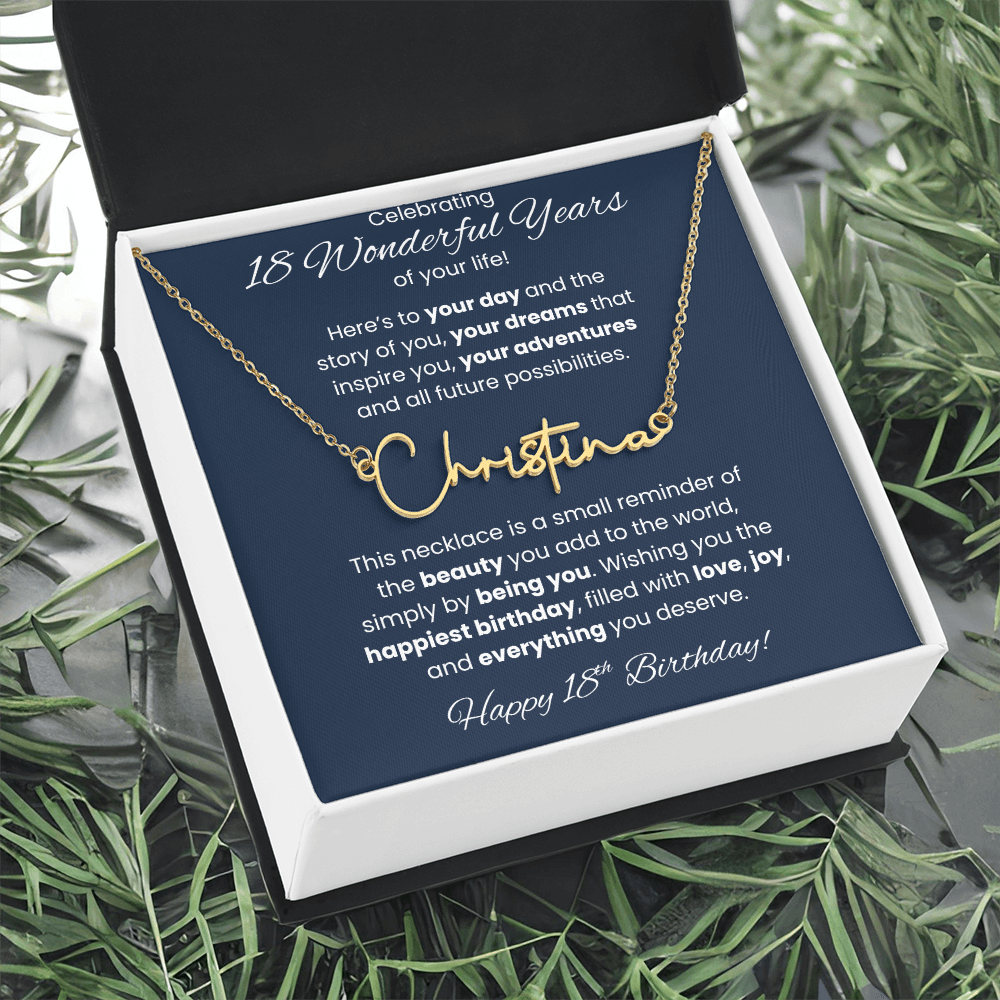 18th Birthday Custom Signature Name Necklace Jewelry Gift