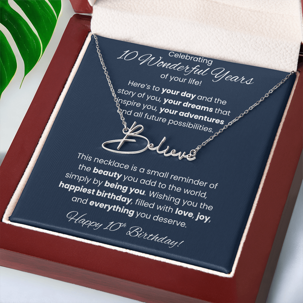 10th Birthday Custom Signature Name Necklace Jewelry Gift