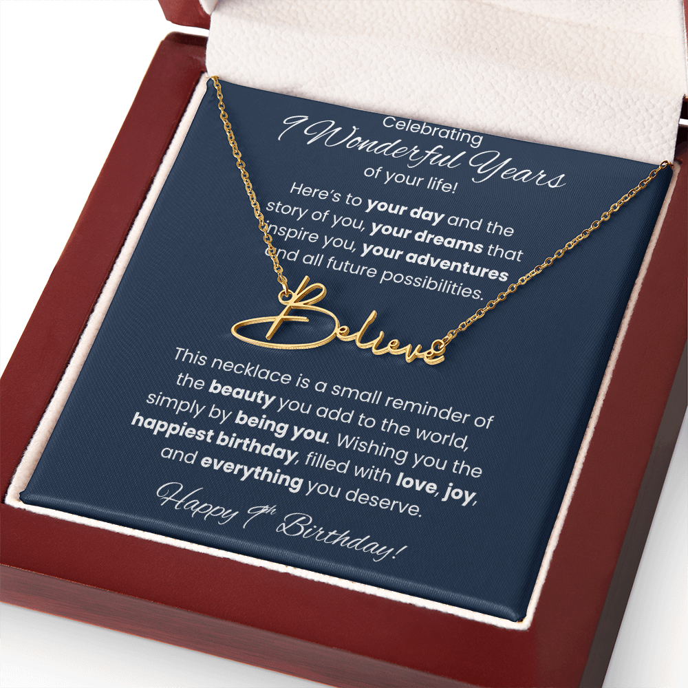 9th Birthday Custom Signature Name Necklace Jewelry Gift