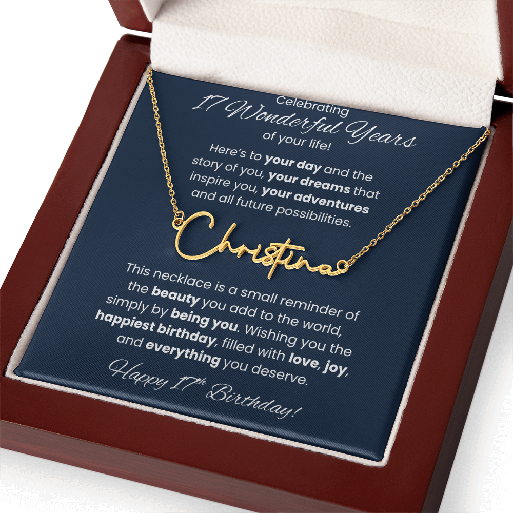 17th Birthday Custom Signature Name Necklace Jewelry Gift