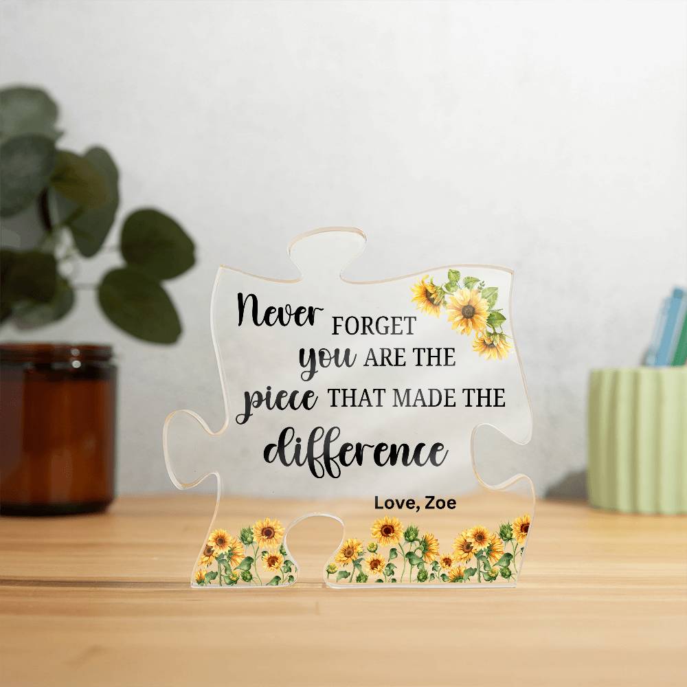 Piece 8 Black - Acrylic Puzzle Plaque
