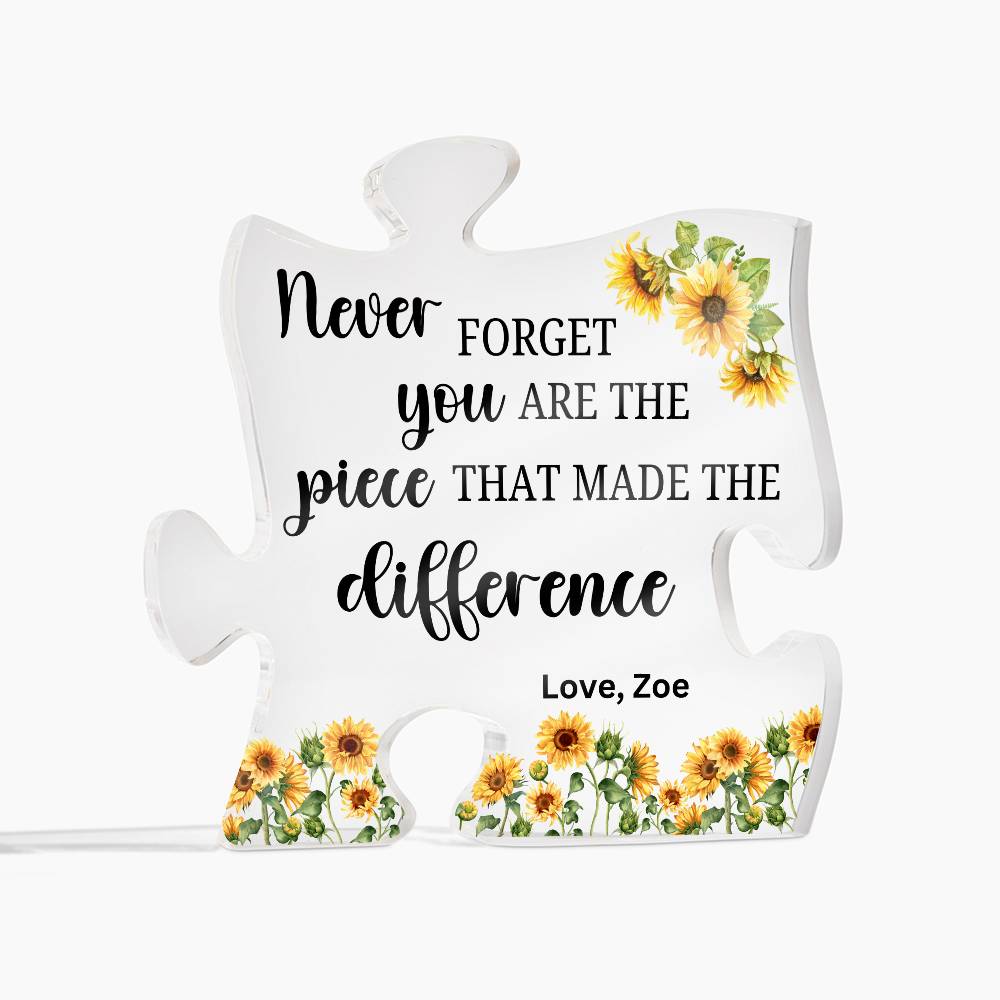 Piece 8 Black - Acrylic Puzzle Plaque