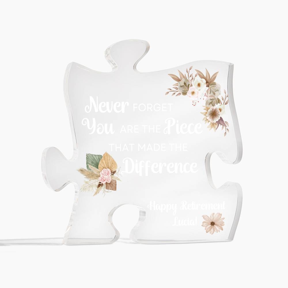 Piece 9 White - Acrylic Puzzle Plaque