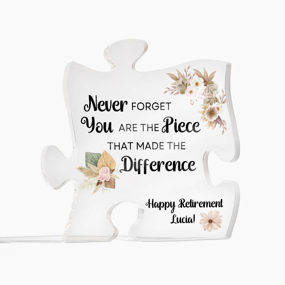 Piece 9 Black - Acrylic Puzzle Plaque
