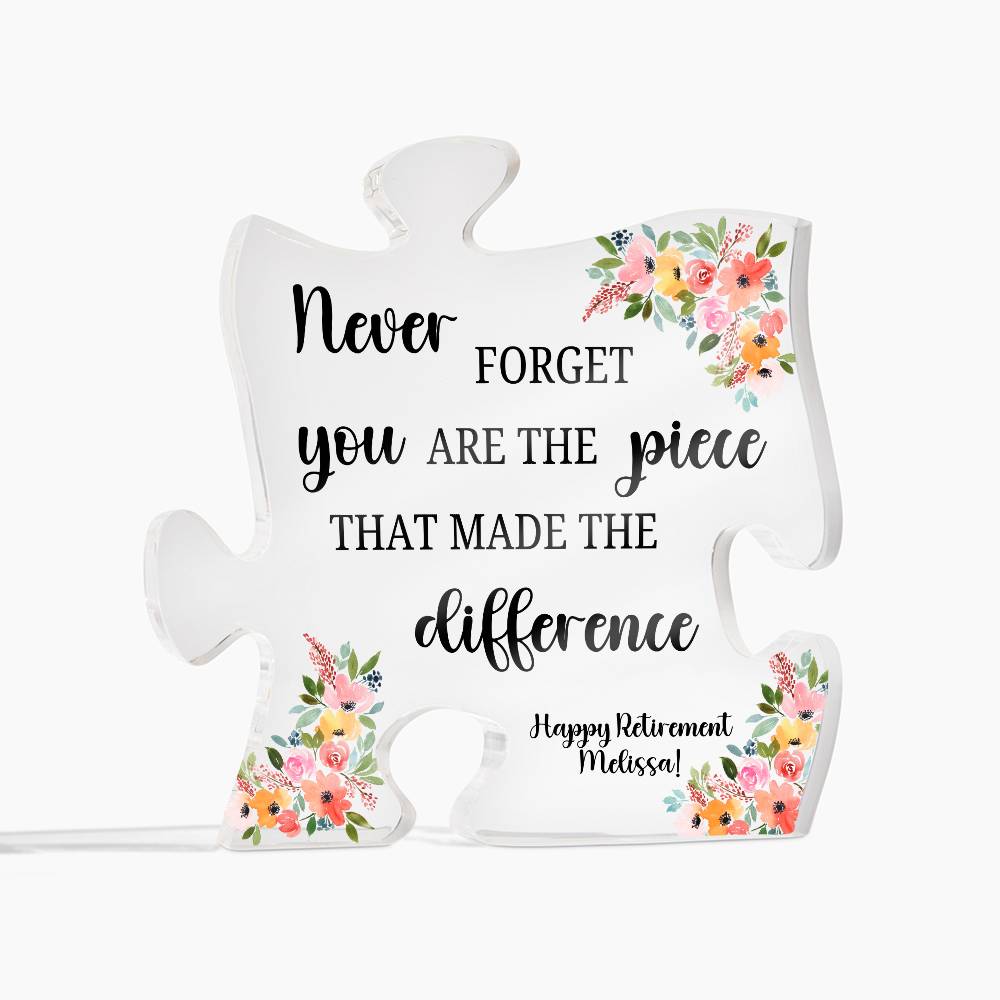 Piece 7 Black - Printed Acrylic Puzzle Plaque