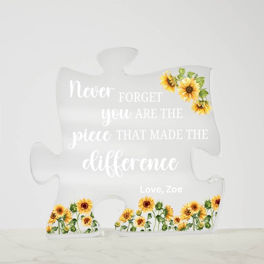 Piece 8 White - Acrylic Puzzle Plaque