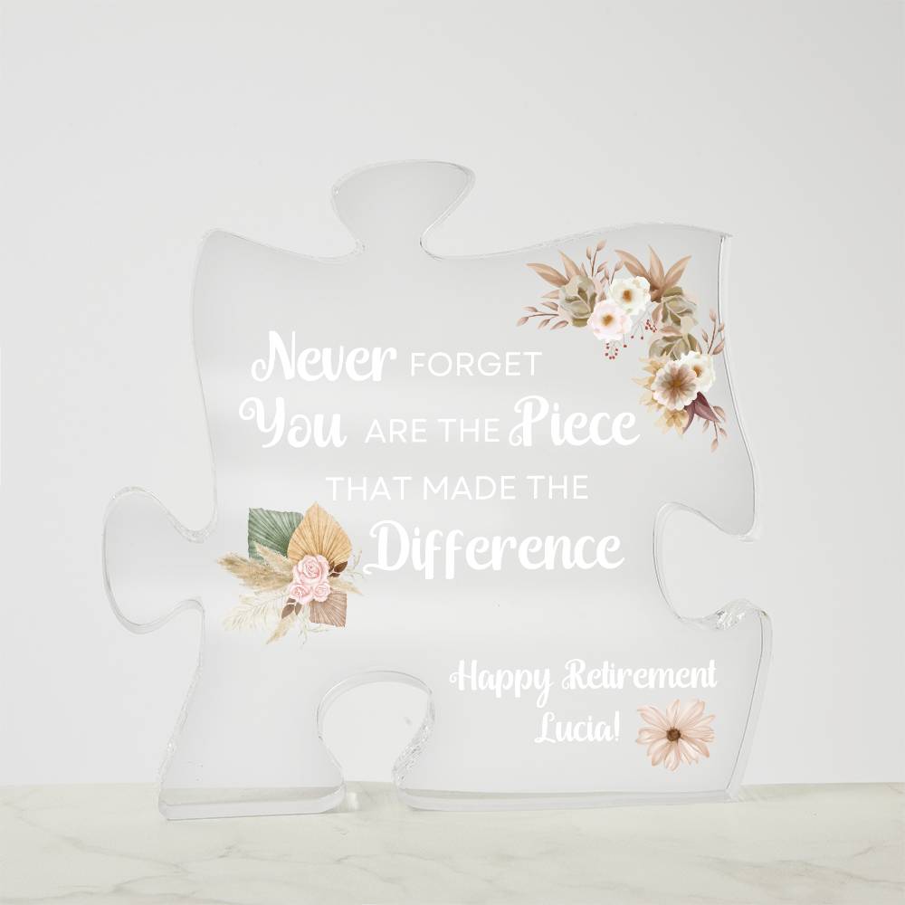 Piece 9 White - Acrylic Puzzle Plaque