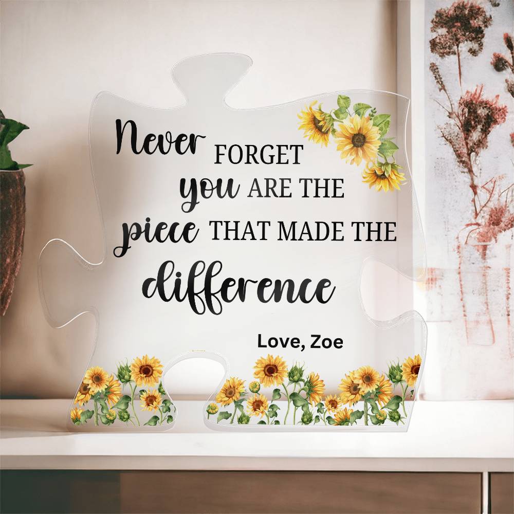 Piece 8 Black - Acrylic Puzzle Plaque