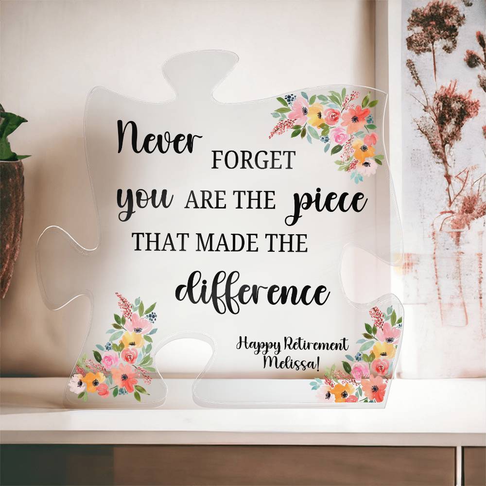 Piece 7 Black - Printed Acrylic Puzzle Plaque