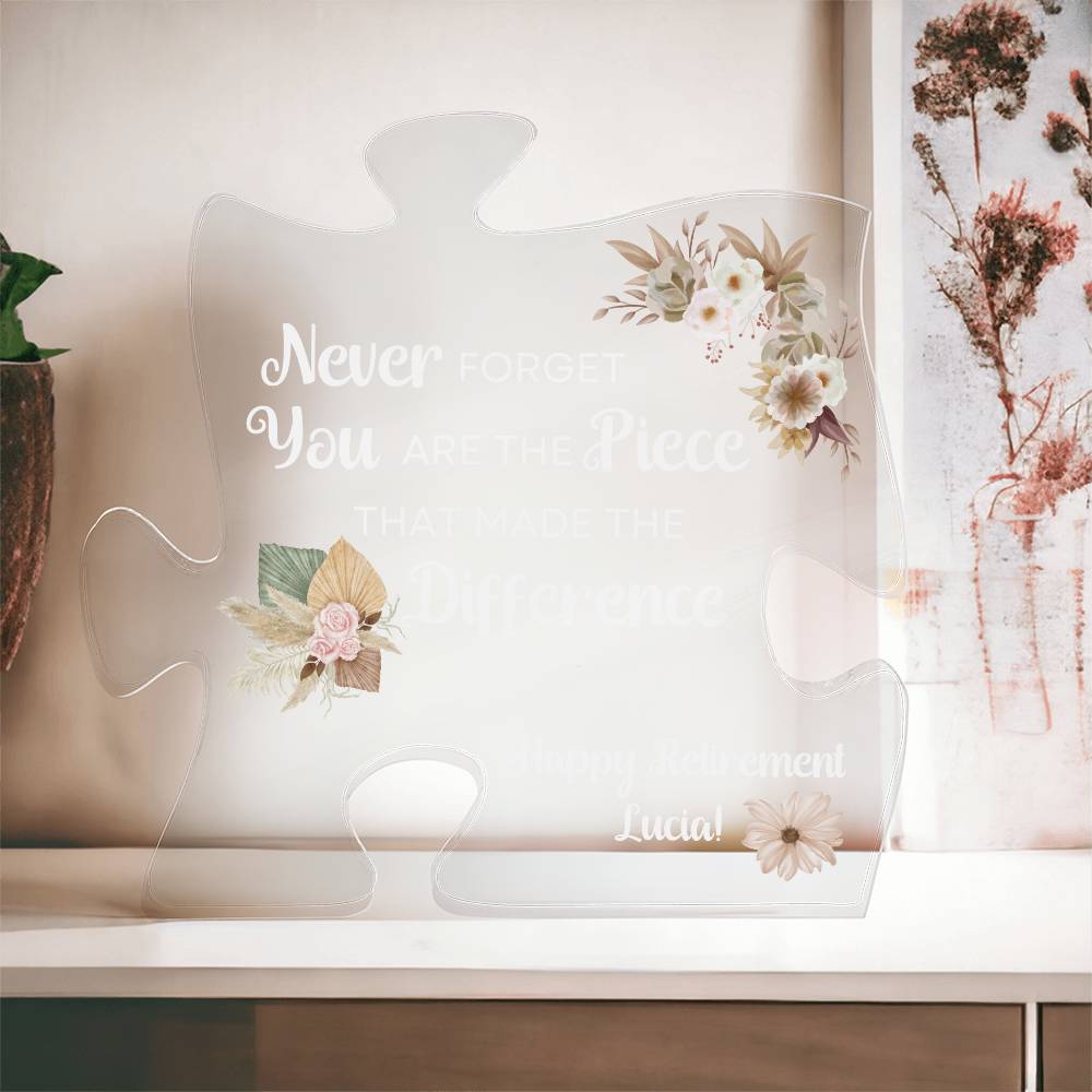 Piece 9 White - Acrylic Puzzle Plaque