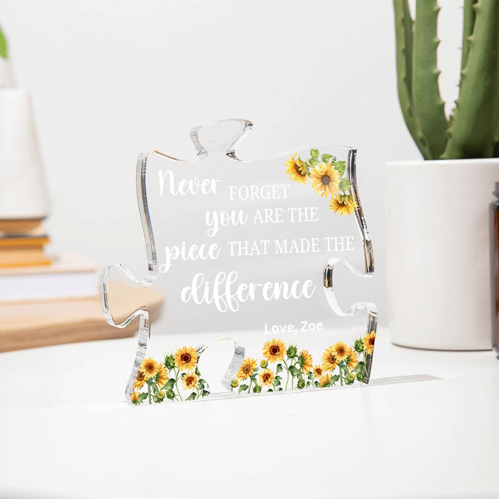 Piece 8 White - Acrylic Puzzle Plaque