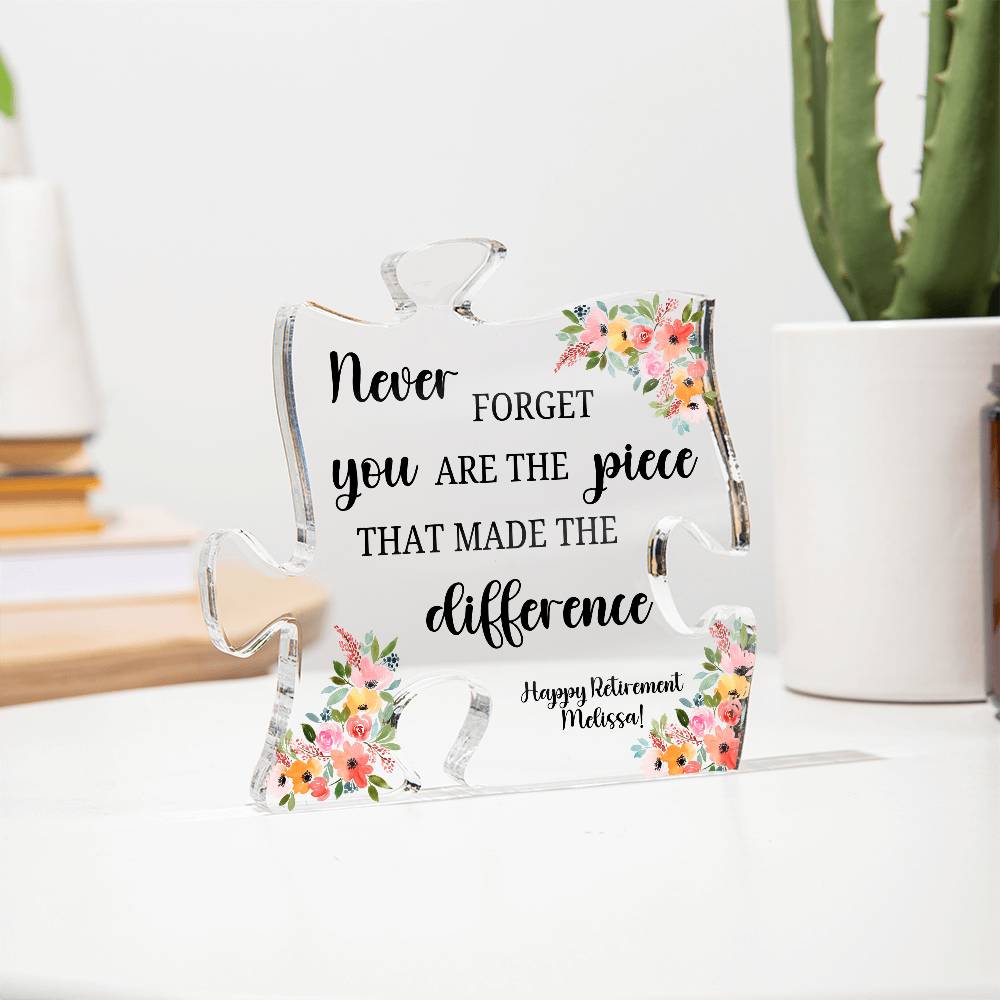 Piece 7 Black - Printed Acrylic Puzzle Plaque