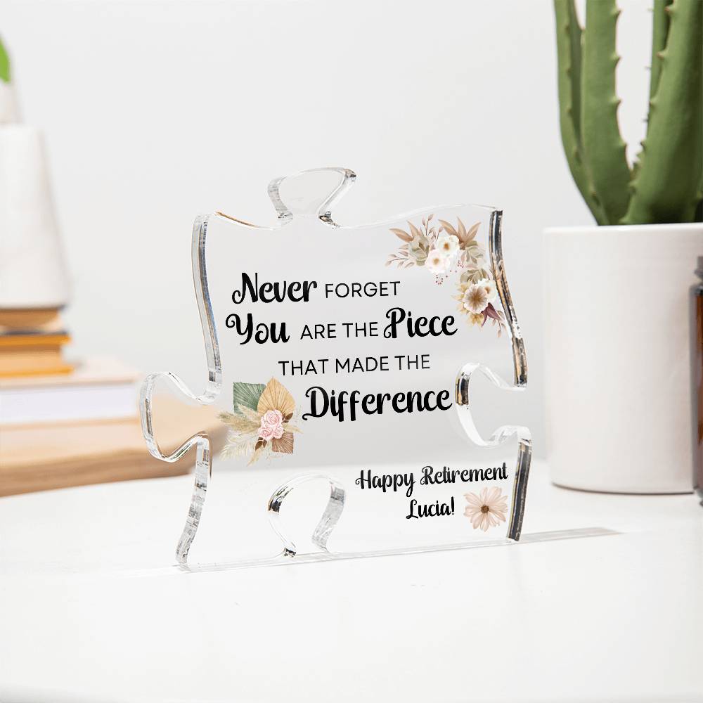 Piece 9 Black - Acrylic Puzzle Plaque