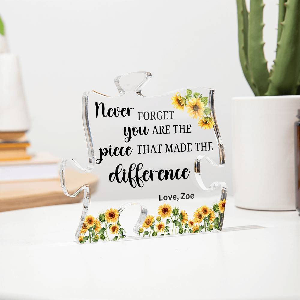 Piece 8 Black - Acrylic Puzzle Plaque