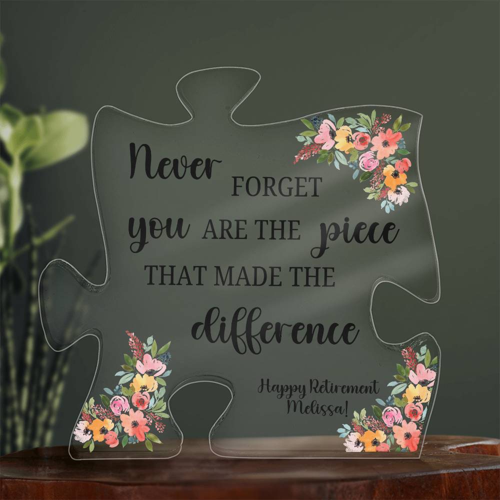 Piece 7 Black - Printed Acrylic Puzzle Plaque