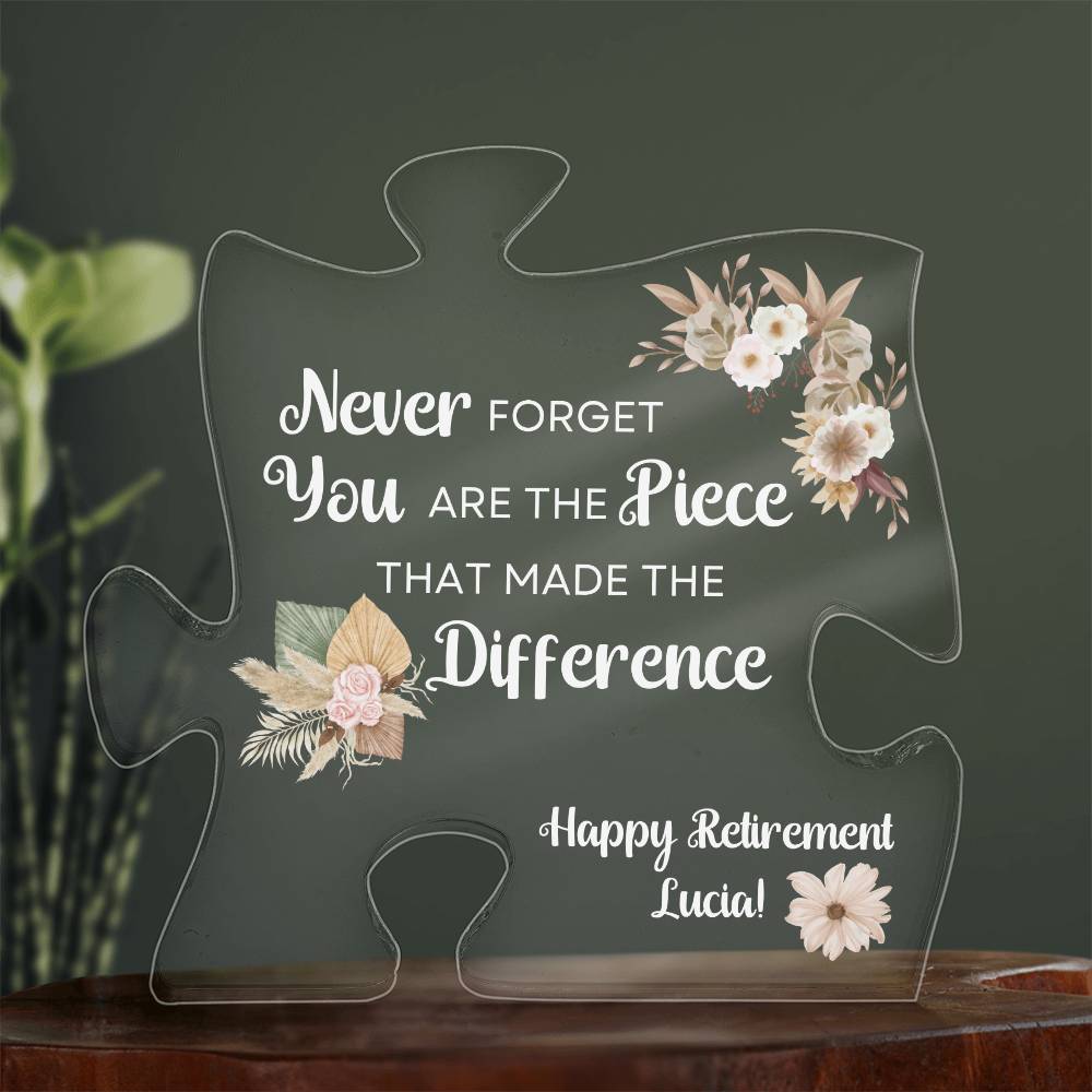 Piece 9 White - Acrylic Puzzle Plaque