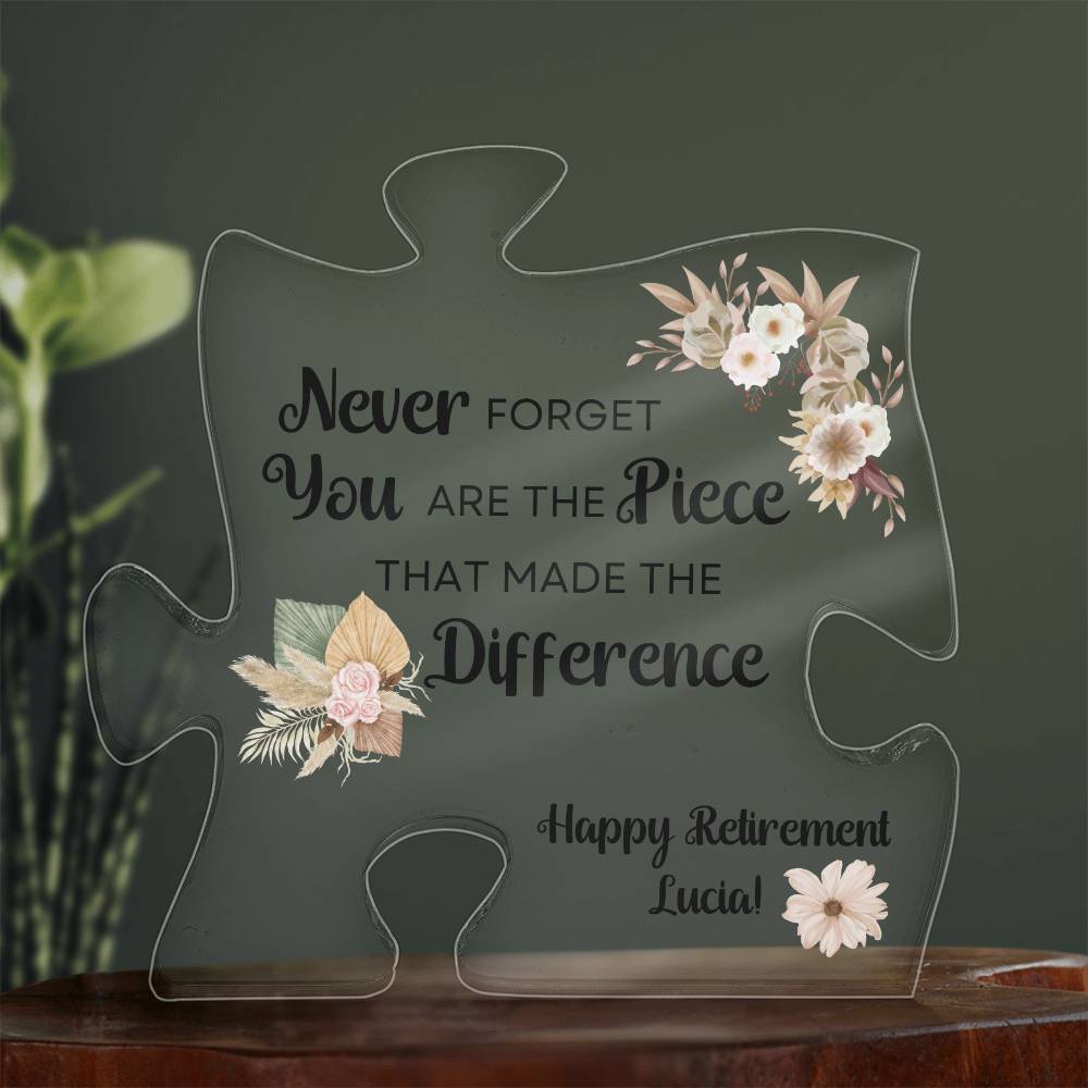 Piece 9 Black - Acrylic Puzzle Plaque