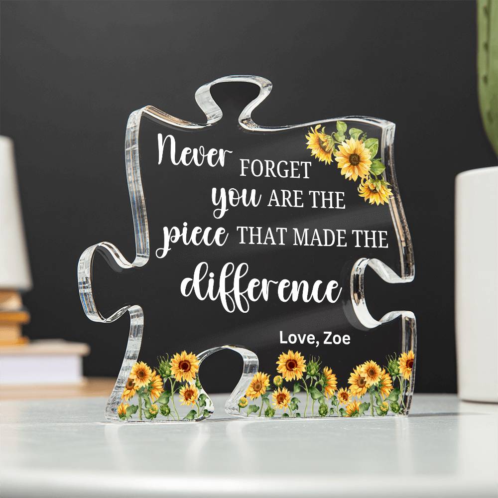 Piece 8 White - Acrylic Puzzle Plaque