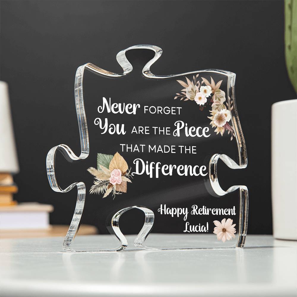 Piece 9 White - Acrylic Puzzle Plaque