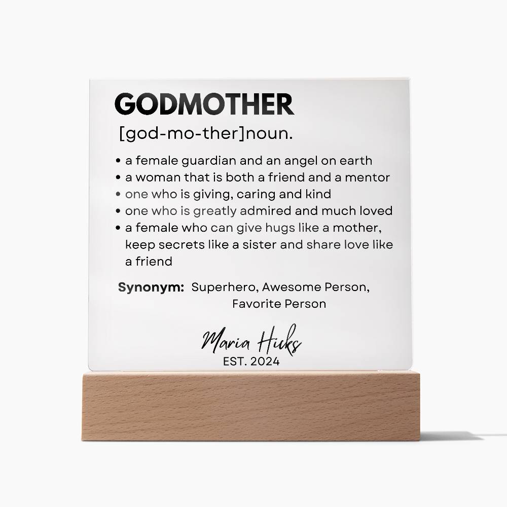 Personalized Godparents Gift 4 - Acrylic Square Plaque