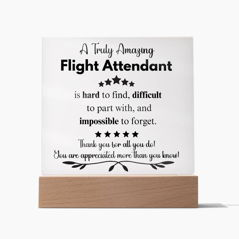 Personalized Flight Attendant Gift - Acrylic Square Plaque