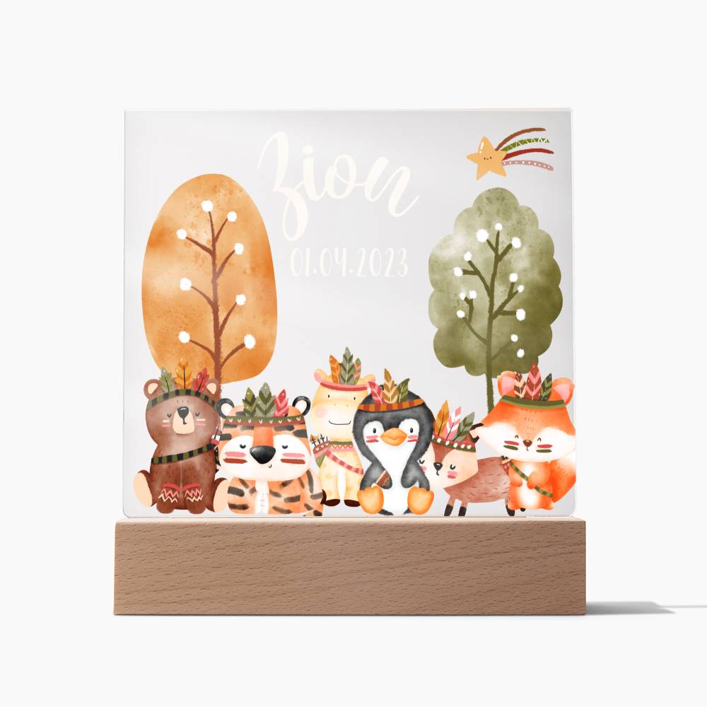 Nachtlicht Personalisiert Mit Namen und Datum - Acrylic Square Plaque
