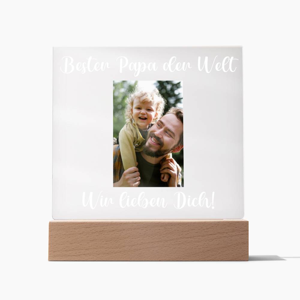 Personalisiertes Foto Bild LED Holz Stand Licht Lampe - Acrylic Square Plaque