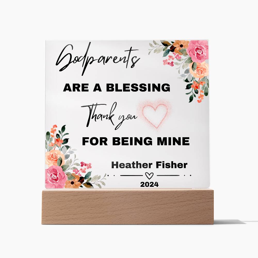 Personalized Godparents Gift 3 - Acrylic Square Plaque