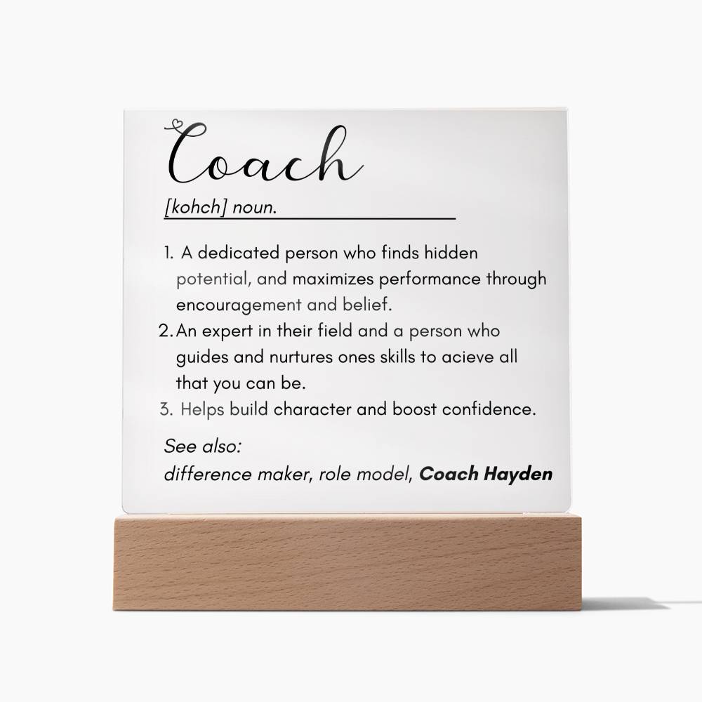 Coach 3 - Acrylic Square Plaque