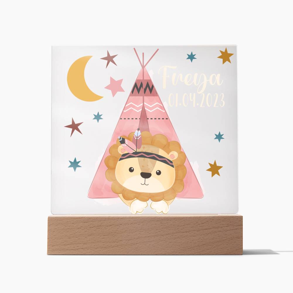 Nachtlicht Personalisiert Mit Namen und Datum - Acrylic Square Plaque
