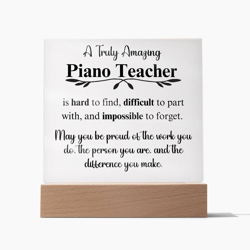 Personalized Piano Teacher Gift - Acrylic Square Plaque