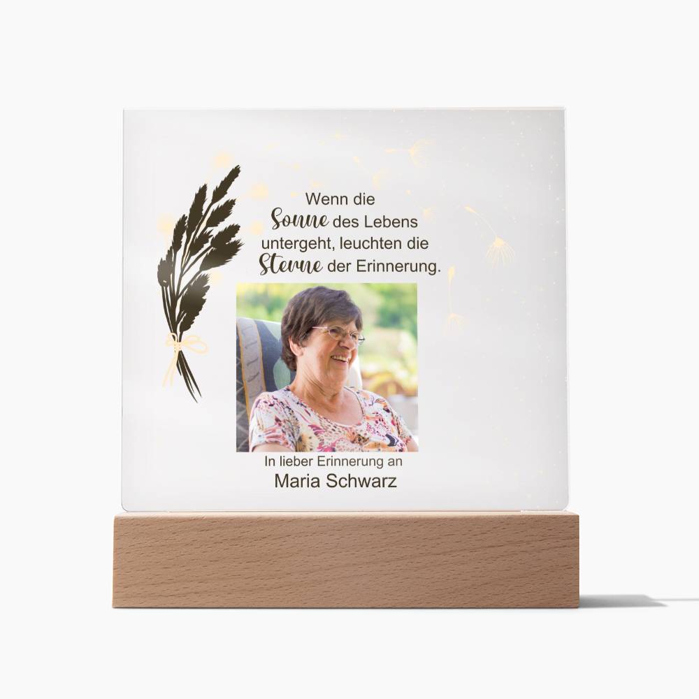 Persönliches Geschenk Zur Trauer Mit Foto Acryl Platte Mit LED Licht