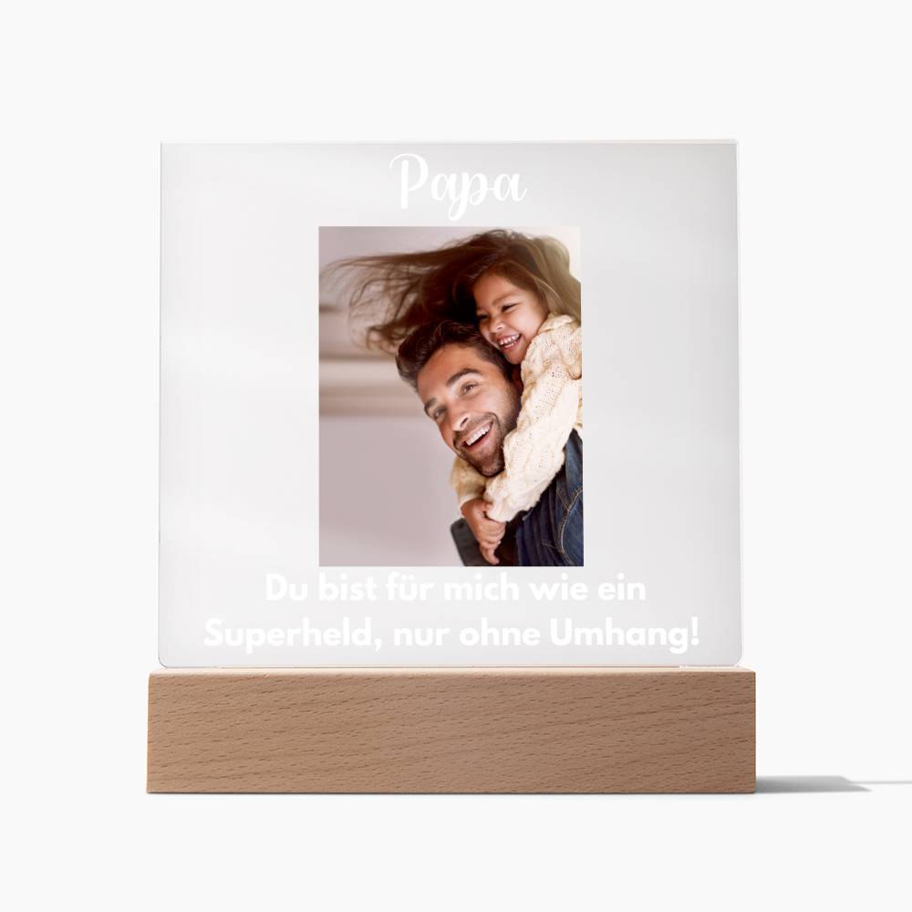 Personalisiertes Foto Bild LED Holz Stand Licht Lampe - Acrylic Square Plaque