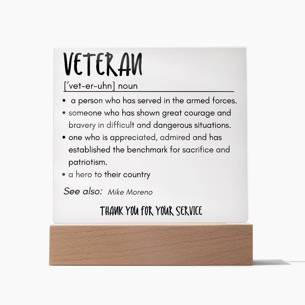 Personalized Veteran Definition 3 - Acrylic Square Plaque
