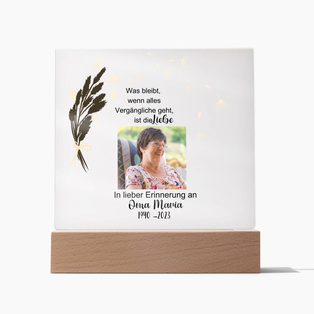 Persönliches Geschenk Zur Trauer Mit Foto Acryl Platte Mit LED Licht