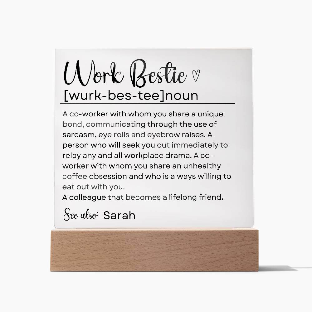 Personalized Work Bestie Gift - Acrylic Square Plaque