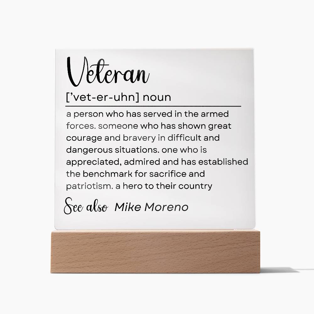 Personalized Veteran Definition 1 - Acrylic Square Plaque