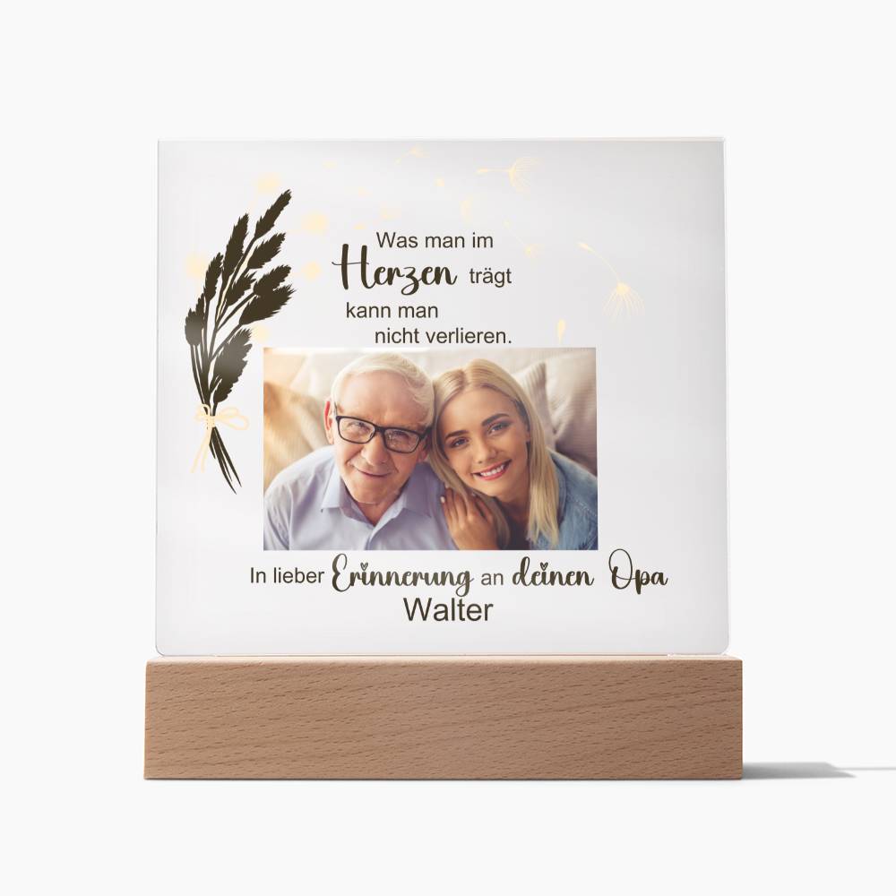 Persönliches Geschenk Zur Trauer Mit Foto Acryl Platte Mit LED Licht